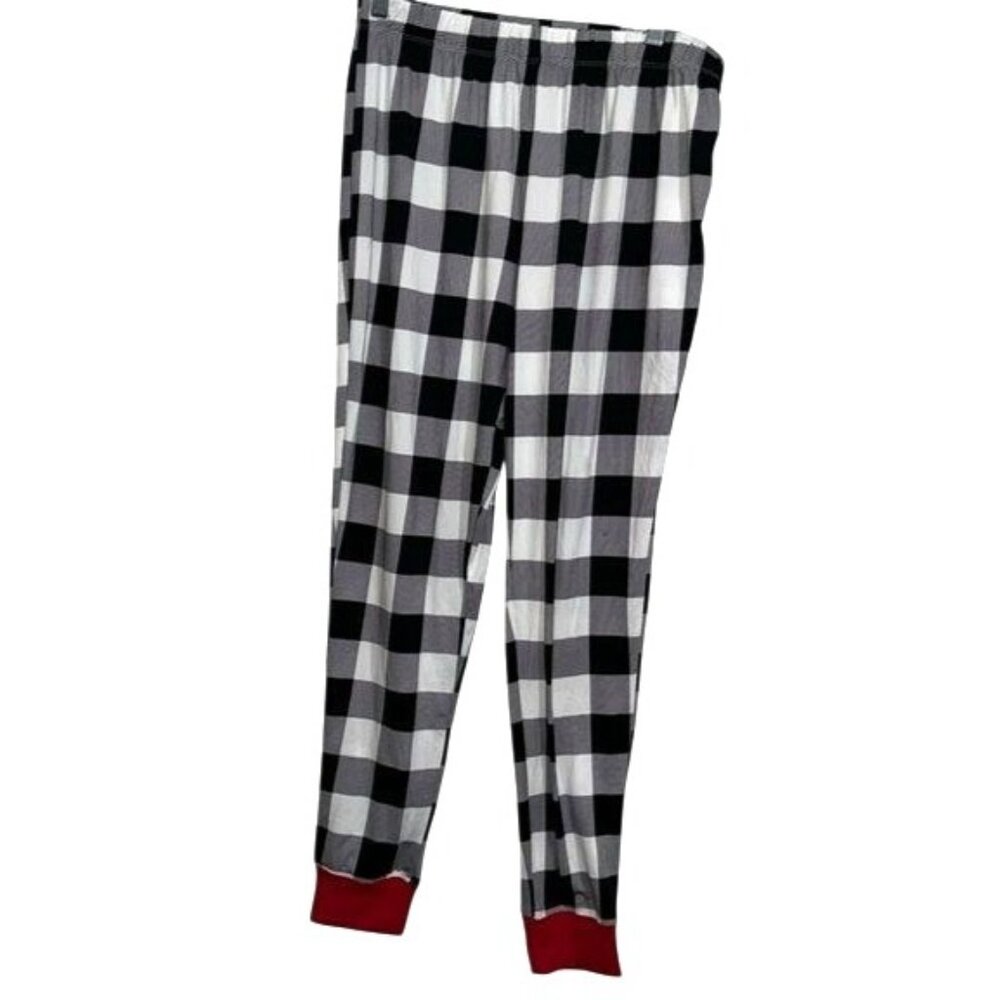 Holiday Time Black & White Buffalo Plaid Pajama Pants M